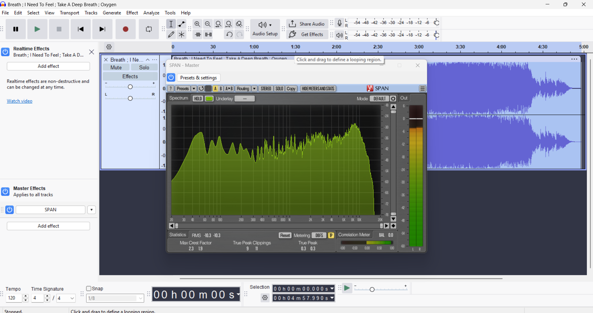 A spectral view used to support critical listening.